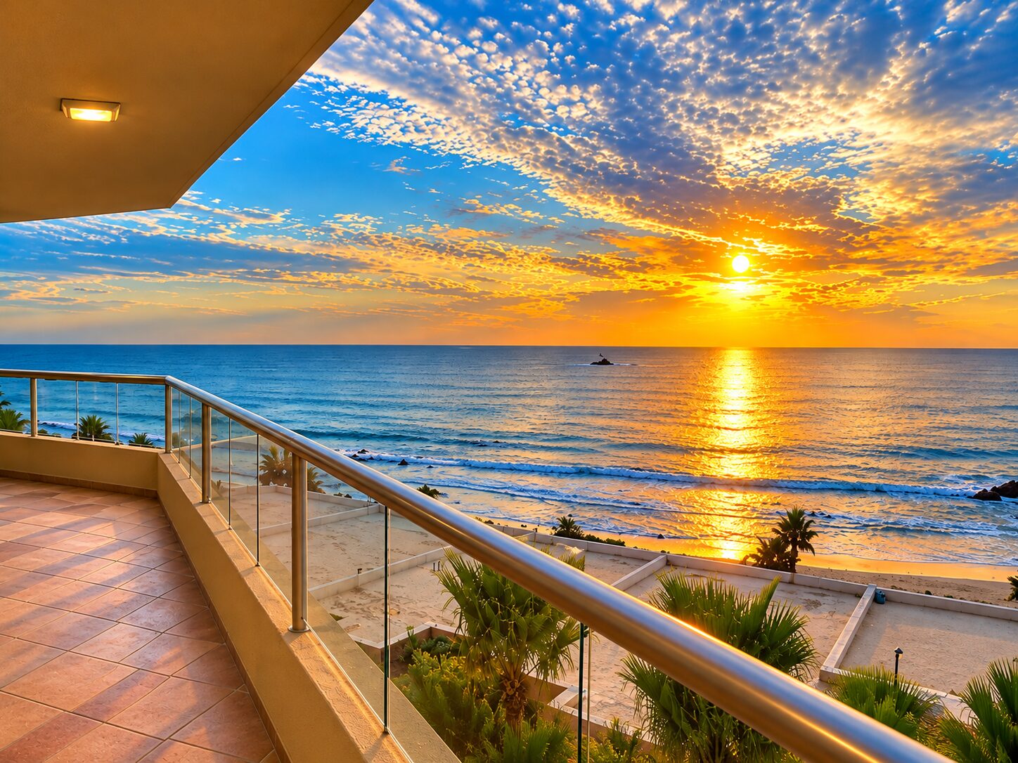 Oceanfront sunset from a balcony at La Jolla Real Rosarito